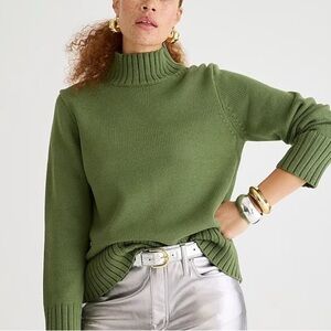 J. Crew Forest Green Cotton Turtleneck Sweater Size XS, NWT